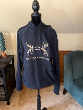 Under Armour Navy Hoodie with Camo Antler Logo